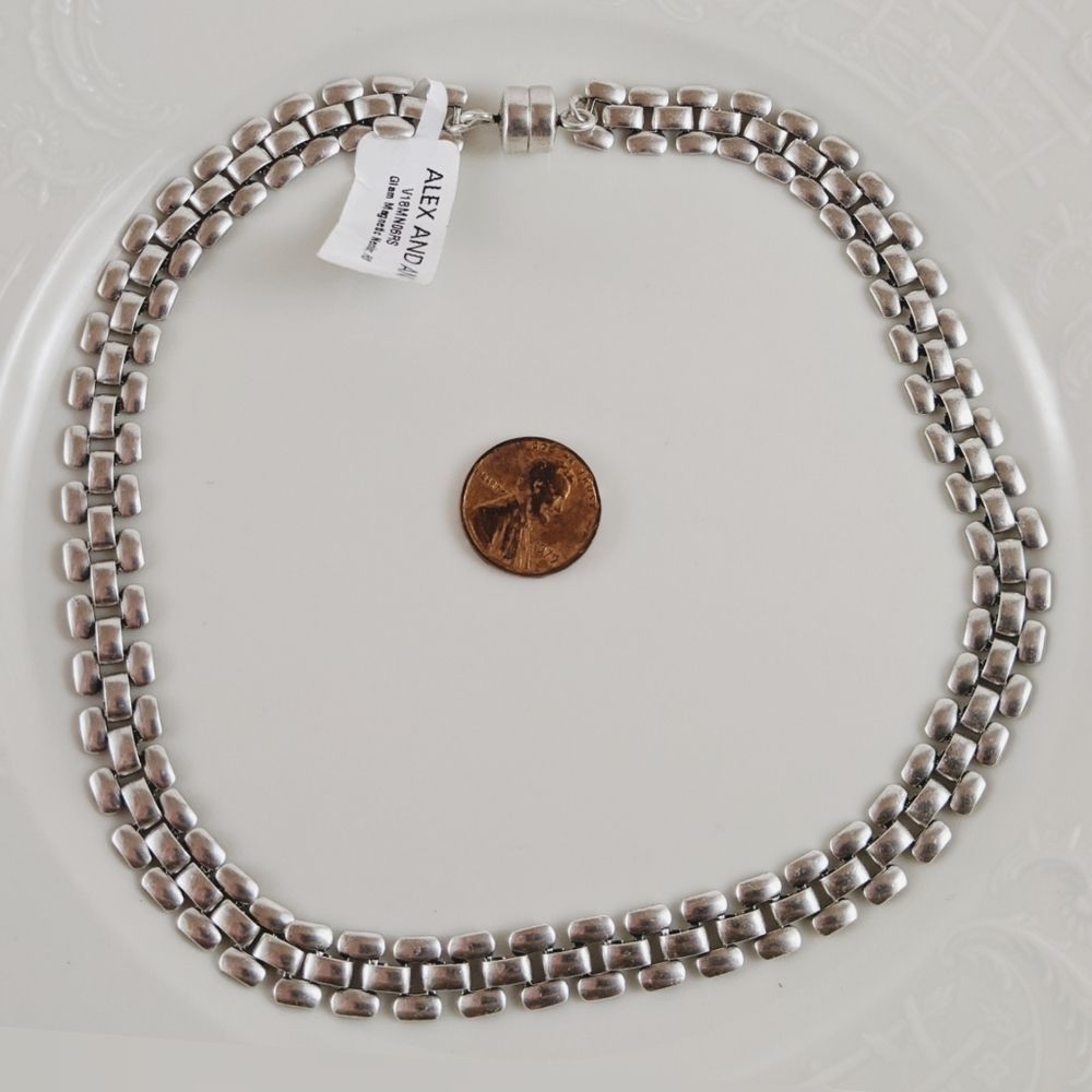Alex and Ani Rafaelian Silver Glam Magn. Necklace